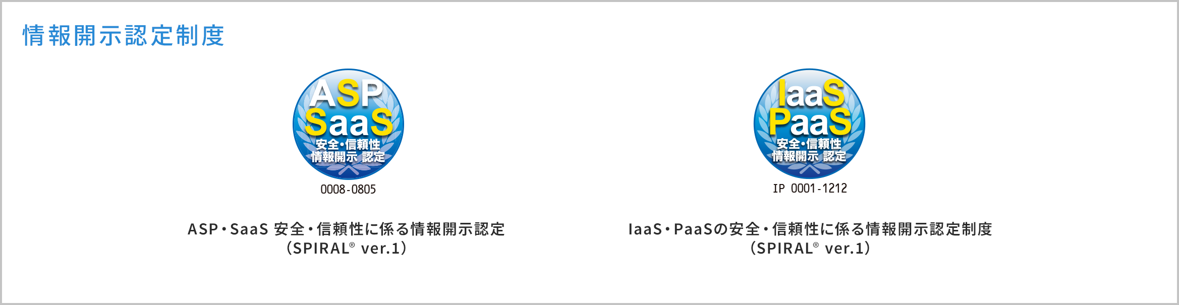 ASP・SaaS 安全・信頼性に係る情報開示認定、IaaS・PaaSの安全・信頼性に係る情報開示認定制度、特定個人情報ASP・SaaS情報開示認定制度